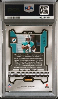 2023 Panini Prizm 365 De'von Achane Gold Wave PSA 10