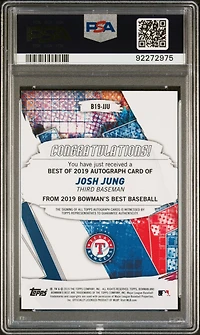 2019 Bowman's Best Best Of 2019 Autographs B19jju Josh Jung Blue Refractor PSA 10