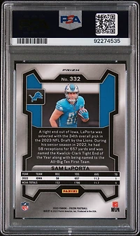 2023 Panini Prizm 332 Sam Laporta Red Sparkle PSA 10