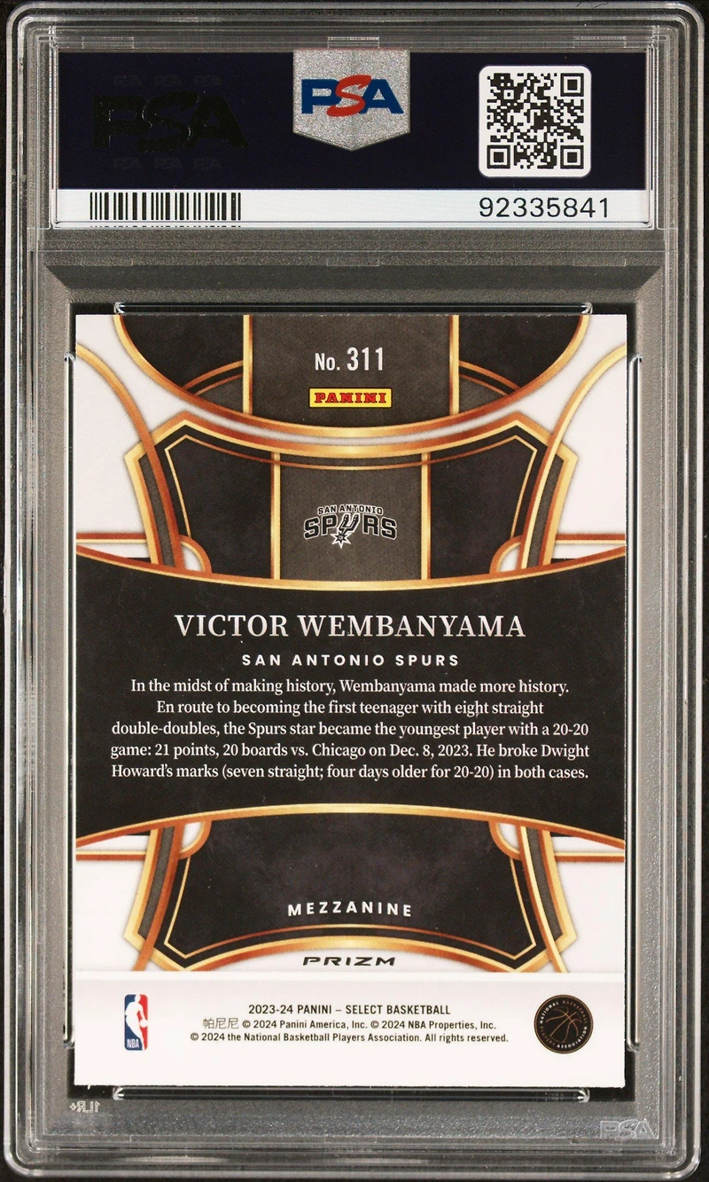 2023 Panini Select Victor Wembanyama Blue Prizm PSA