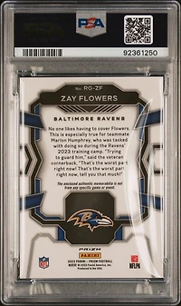 2023 Panini Prizm Rookie Gear Rgzf Zay Flowers PSA 10