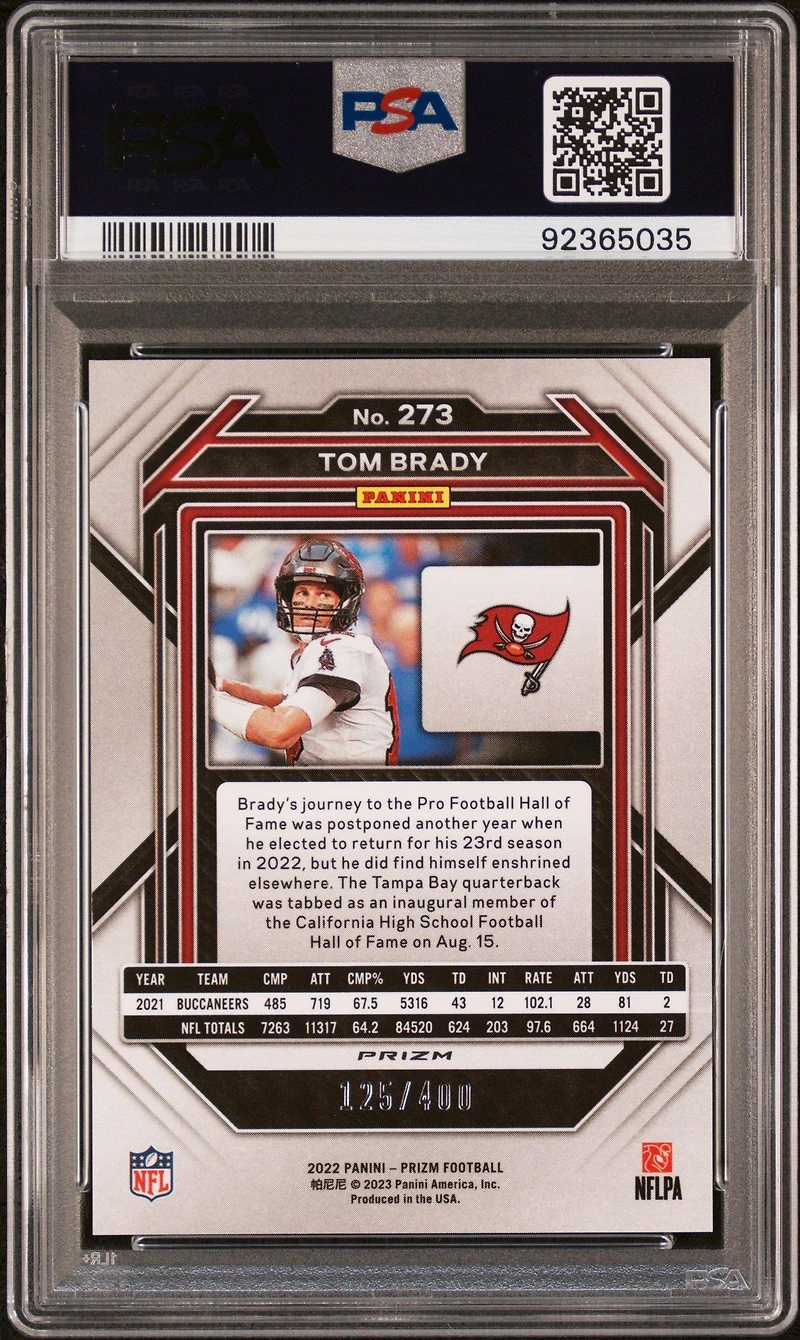 2022 Panini Prizm 273 Tom Brady Pandora PSA 10