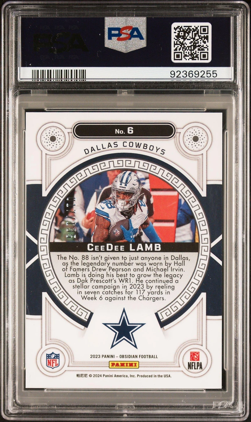 2023 Panini Obsidian Orbital 6 Ceedee Lamb PSA 10
