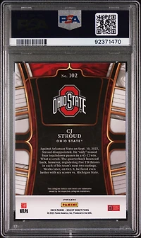 2023 Panini Select Draft Picks 102 Cj Stroud Purple Lazer Prizm PSA 10