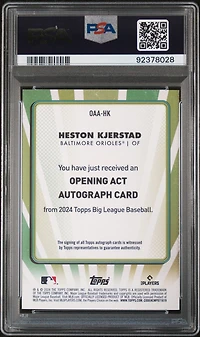 2024 Topps Big League Opening Act Autographs Oaahk Heston Kjerstad PSA 10