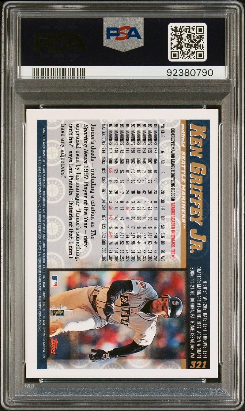 1998 Topps 321 Ken Griffey Jr. PSA 9