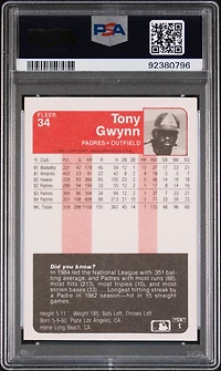 1985 Fleer 34 Tony Gwynn PSA 8