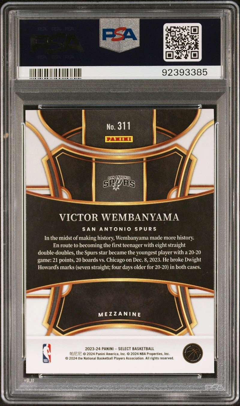 2023 Panini Select 311 Victor Wembanyama PSA