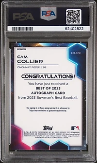 2023 Bowman's Best Best Of 2023 Autographs B23ccr Cam Collier Refractor PSA 9