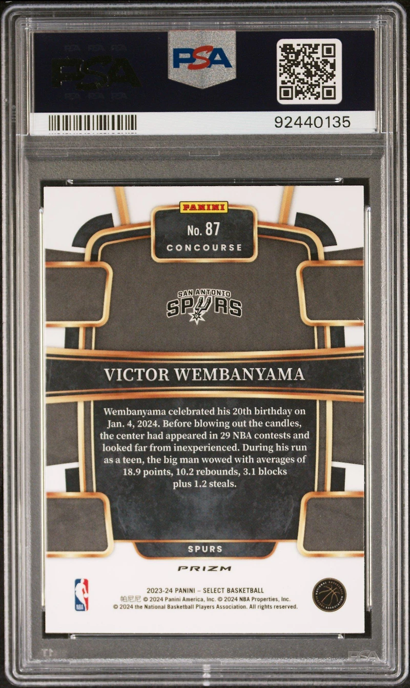 2023 Panini Select Victor Wembanyama Silver Prizm PSA