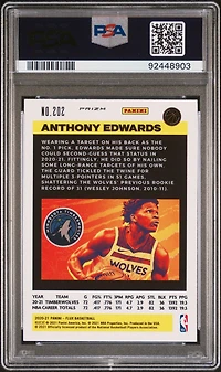 2020 Panini Flux 202 Anthony Edwards Blue Cracked Ice PSA 10