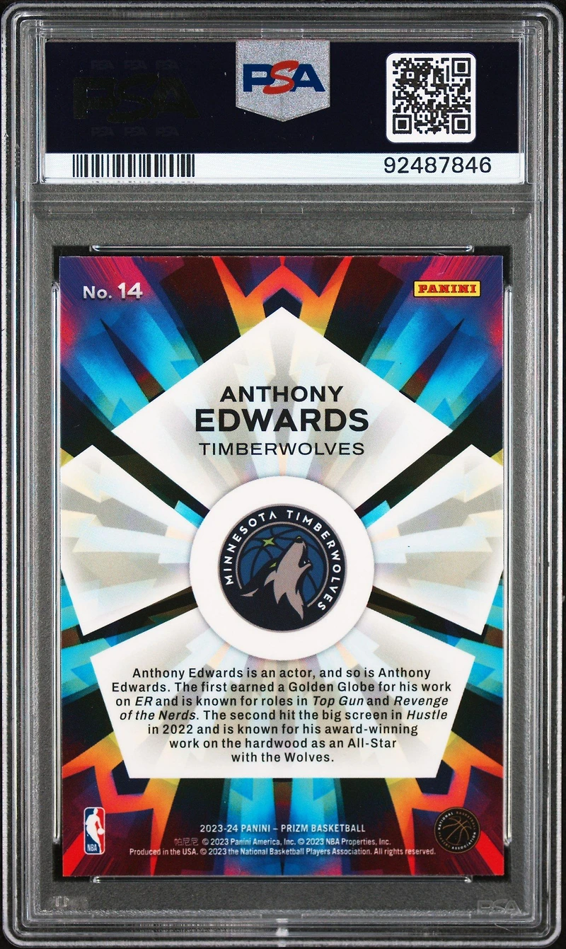 2023 Panini Prizm Kaleidoscopic 14 Anthony Edwards PSA 9
