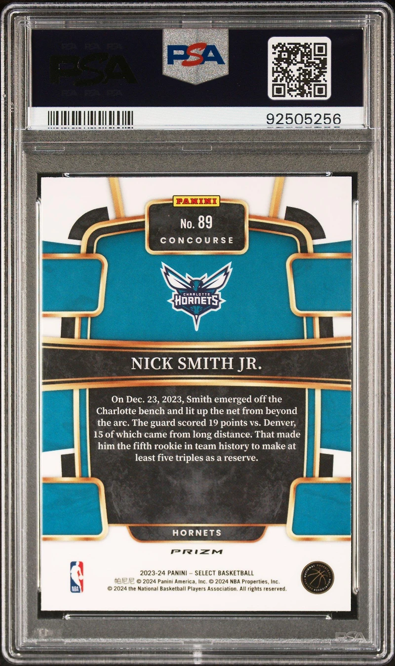 2023 Panini Select 89 Nick Smith Jr. Silver Prizm PSA 10