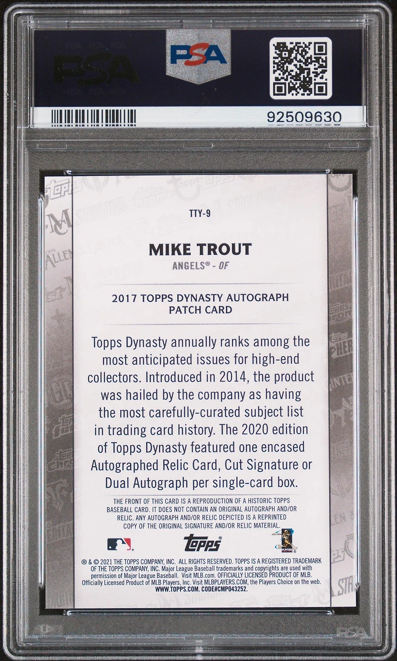 2021 Topps Through The Years 9 Mike Trout PSA 10
