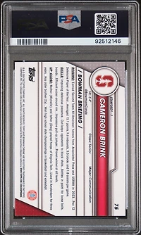 2023 Bowman University Chrome 75 Cameron Brink PSA 10