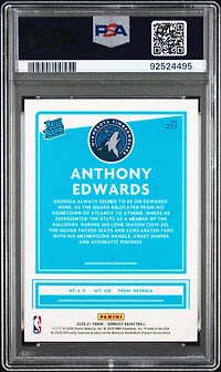 2020 Panini Donruss 201 Anthony Edwards Green/yellow Laser PSA 10