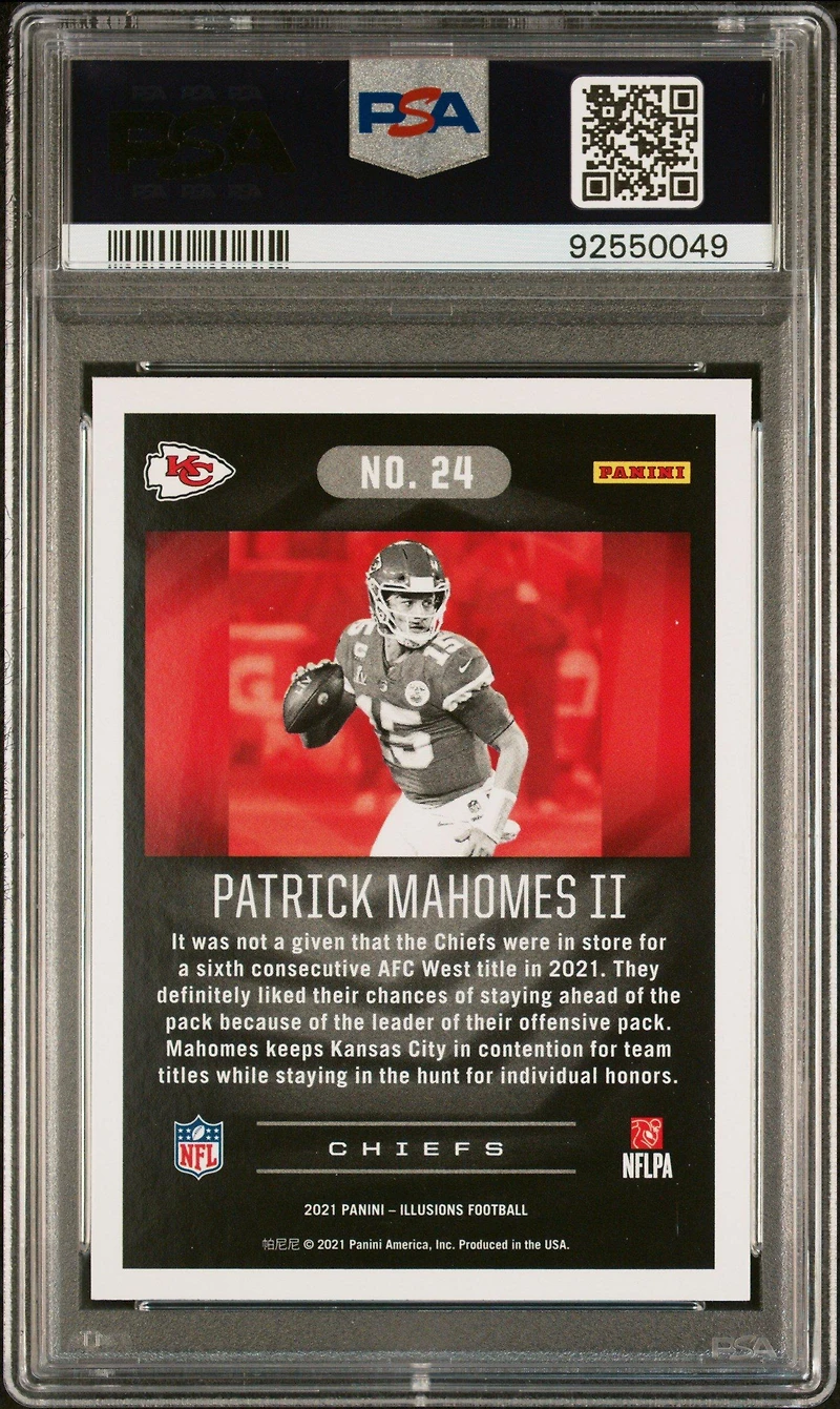 2021 Panini Illusions 24 Patrick Mahomes Ii Trophy Collection Dots PSA 10