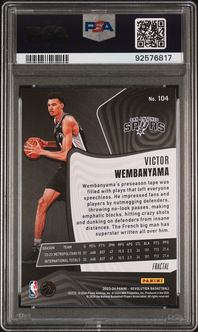 2023 Panini Revolution 104 Victor Wembanyama Fractal PSA 10