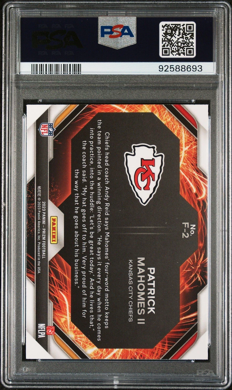 2023 Panini Prizm Fireworks F2 Patrick Mahomes Ii PSA 10