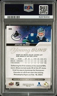 2023 Upper Deck 485 Arturs Silovs PSA 10
