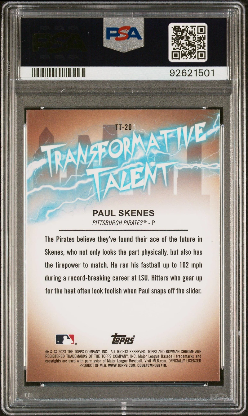 2023 Bowman Draft Transformative Talent Tt20 Paul Skenes PSA 9