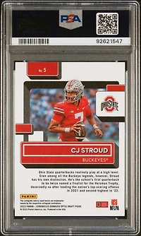 2023 Panini Chronicles Draft Picks Donruss Optic 5 Cj Stroud PSA 10