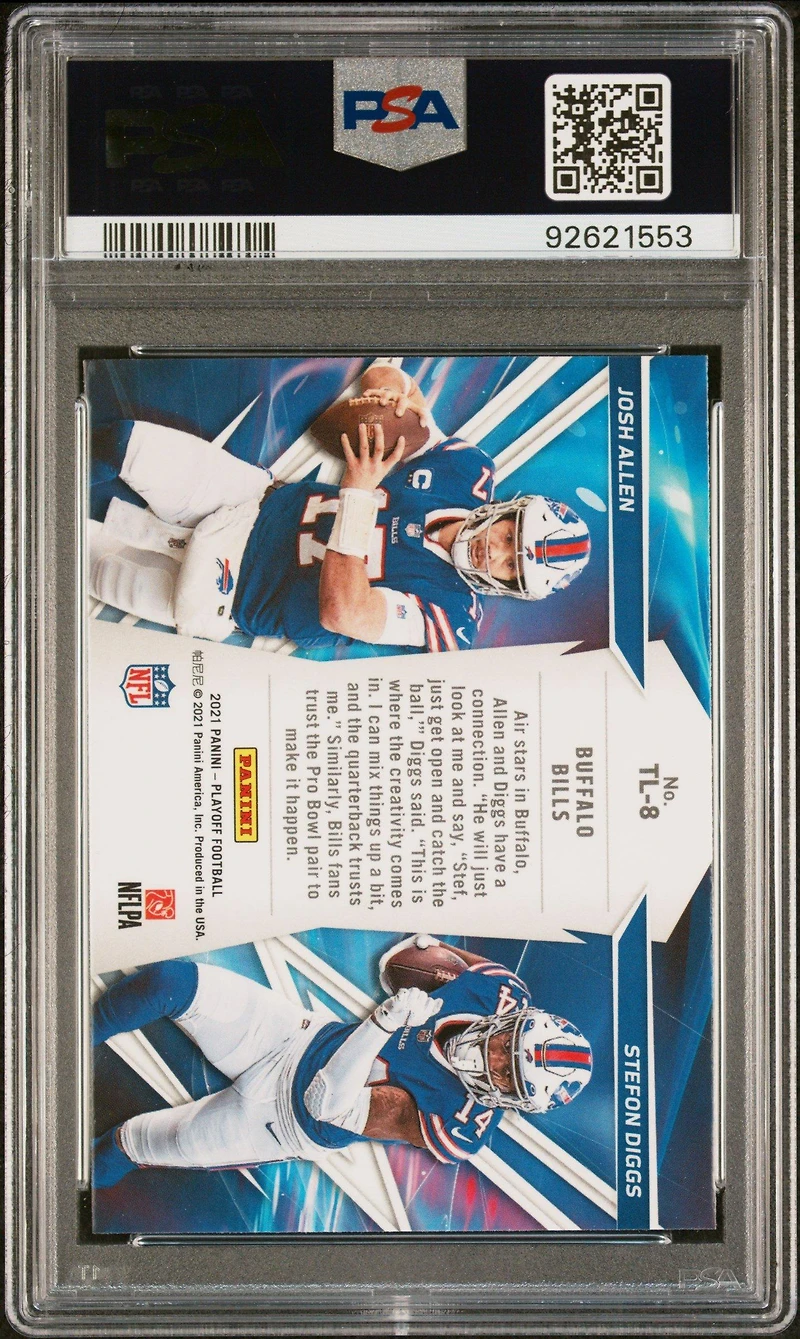 2021 Panini Playoff Thunder & Lightning Tl8 Stefon Diggs/josh Allen PSA 10