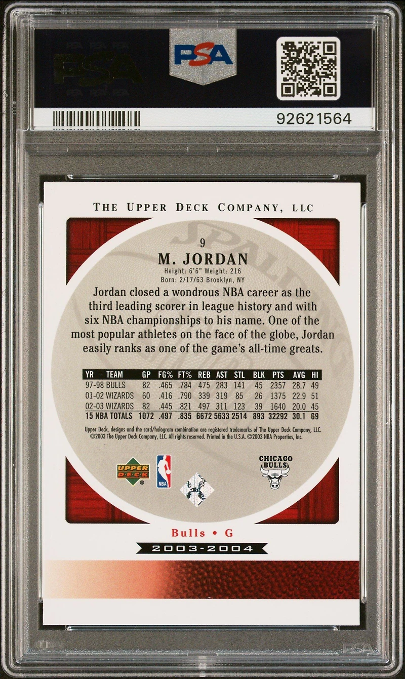 2003 Upper Deck Standing O! 9 Michael Jordan PSA 10