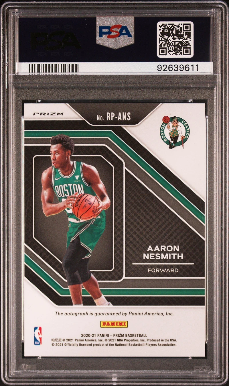 2020 Panini Prizm Rookie Penmanship Rpans Aaron Nesmith Silver Prizm PSA 10