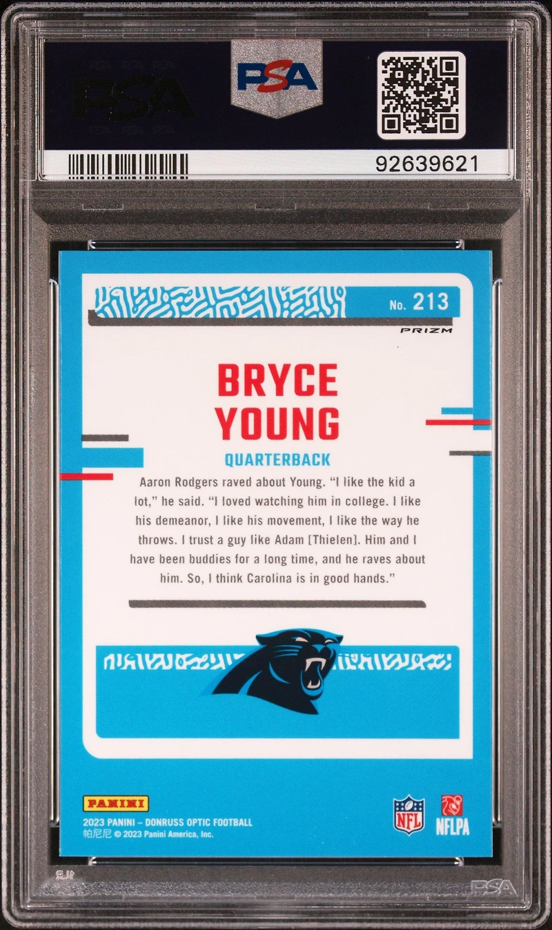 2023 Panini Donruss Optic 213 Bryce Young Holo PSA 10