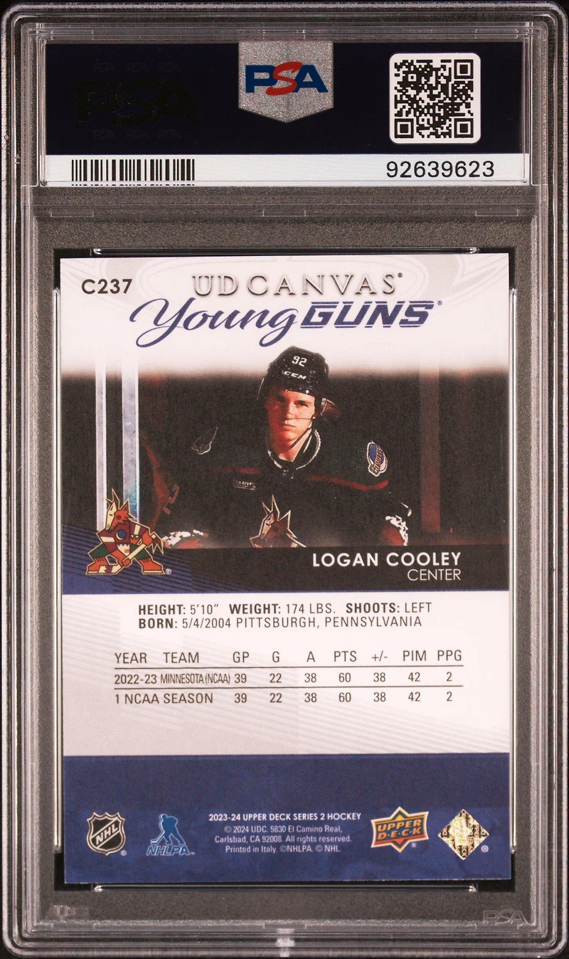 2023 Upper Deck Ud Canvas C237 Logan Cooley PSA 10