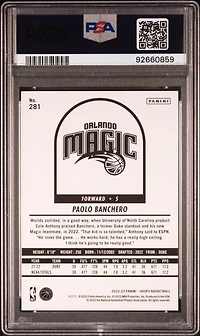 2022 Panini Nba Hoops 281 Paolo Banchero Yellow PSA 10
