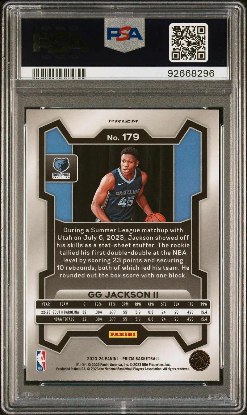 2023 Panini Prizm 179 Gg Jackson Ii Silver Prizm PSA 10
