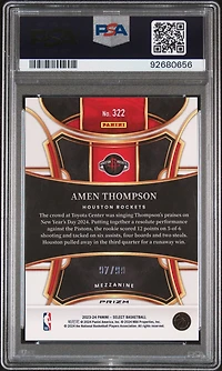2023 Panini Select 322 Amen Thompson Pink Cracked Ice PSA 10