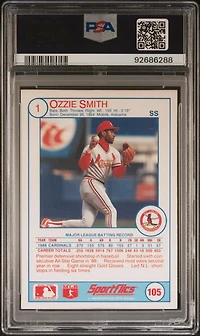 1989 Sportflics 105 Ozzie Smith PSA 10