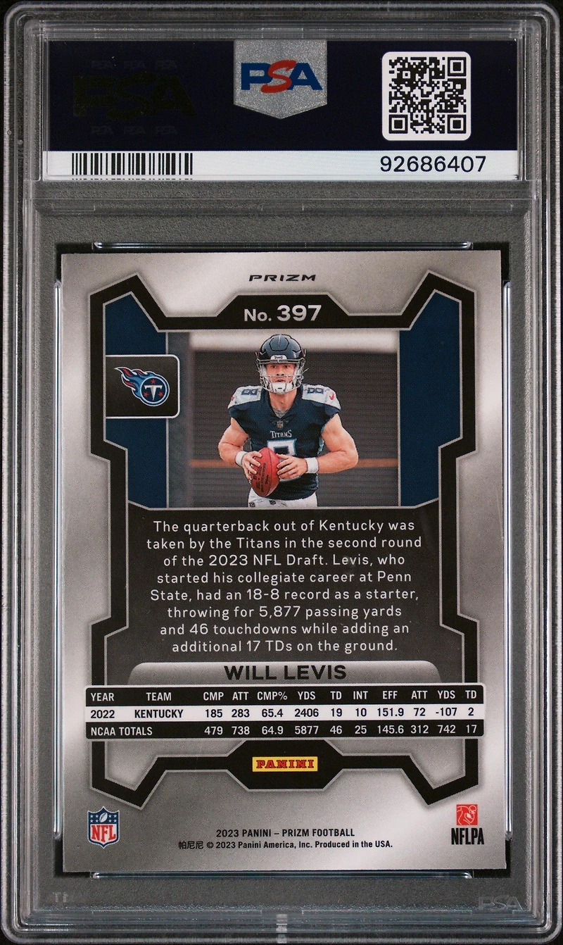 2023 Panini Prizm 397 Will Levis Red/white/blue Prizm PSA 9
