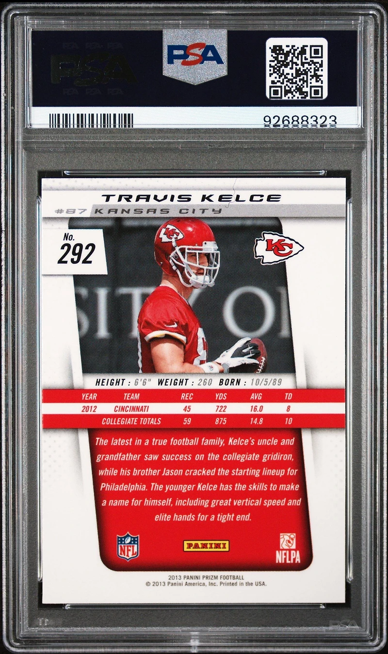 2013 Panini Prizm 292 Travis Kelce PSA 10