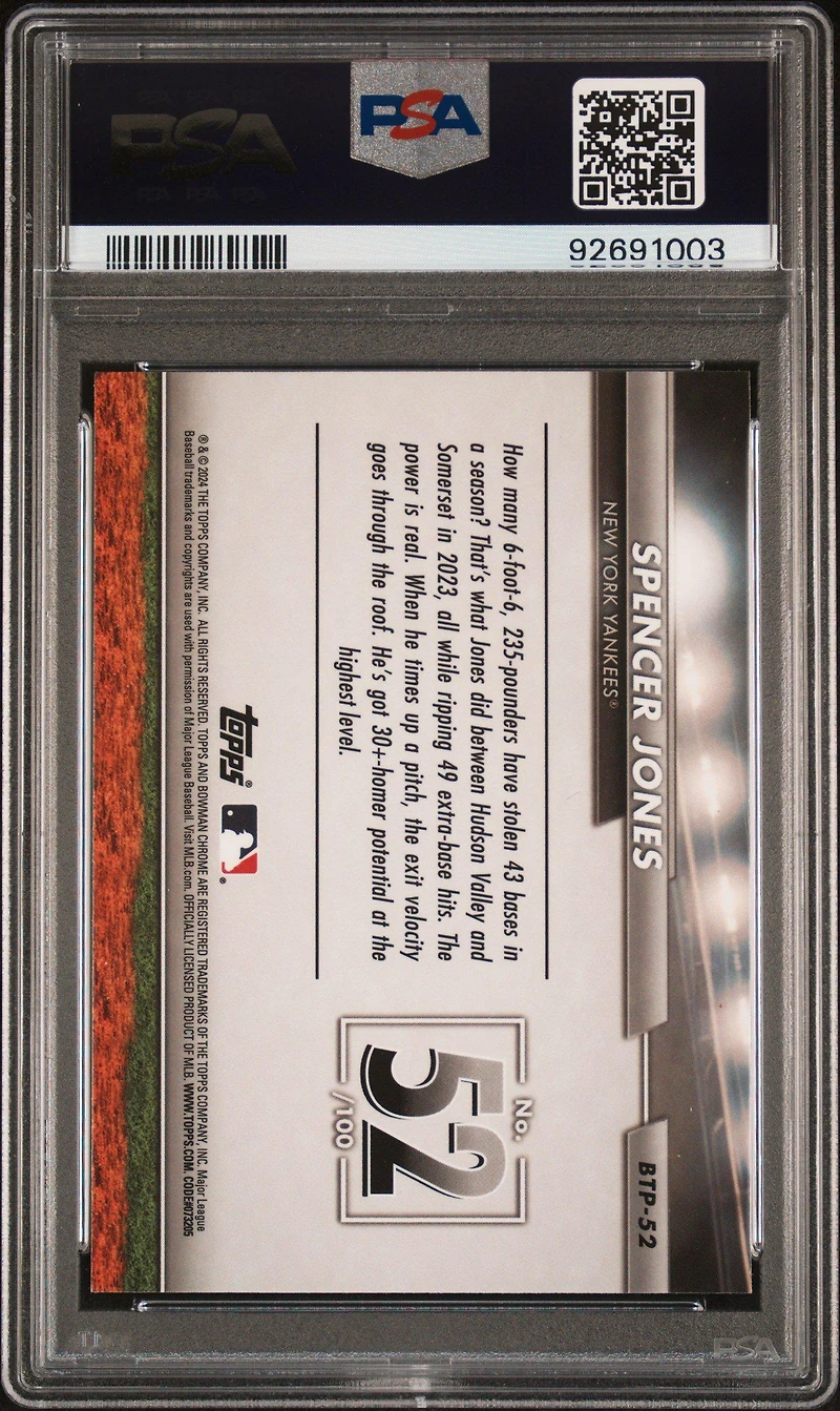 2024 Bowman Bowman Scouts' Top 100 Btp52 Spencer Jones PSA 9
