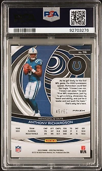 2023 Panini Spectra 114 Anthony Richardson Interstellar PSA 10