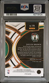 2023 Panini Select 179 Jaylen Brown Zebra Prizm PSA 10