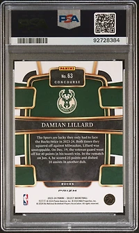2023 Panini Select 63 Damian Lillard Elephant Prizm PSA 10