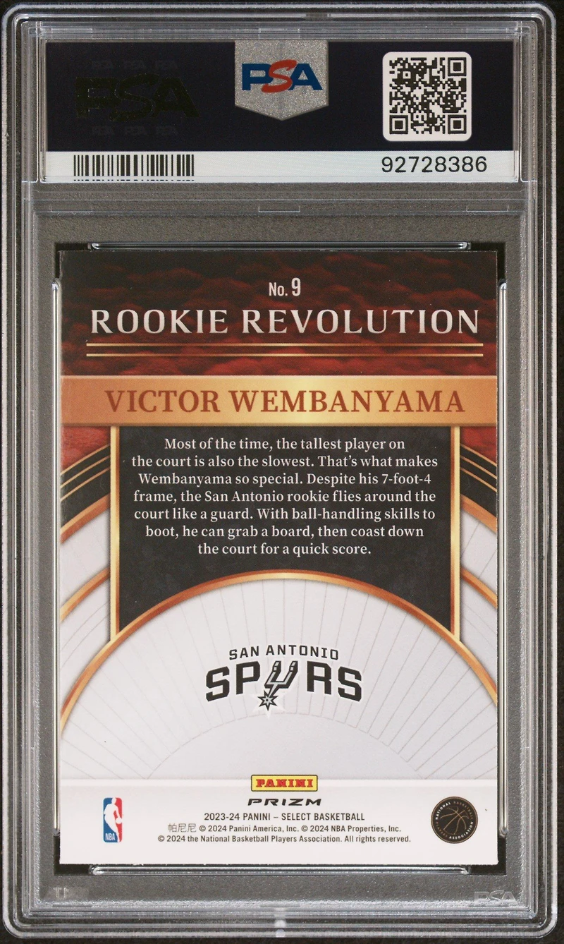 2023 Panini Select Rookie Revolution 9 Victor Wembanyama Green Prizm PSA 10