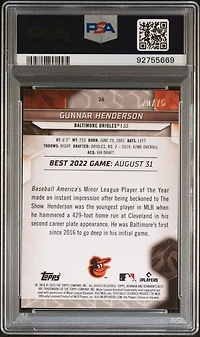 2023 Bowman's Best 26 Gunnar Henderson Gold Lava Refractor PSA 9