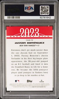 2024 Topps 2023 Greatest Hits 23gh26 Jasson Dominguez PSA 10
