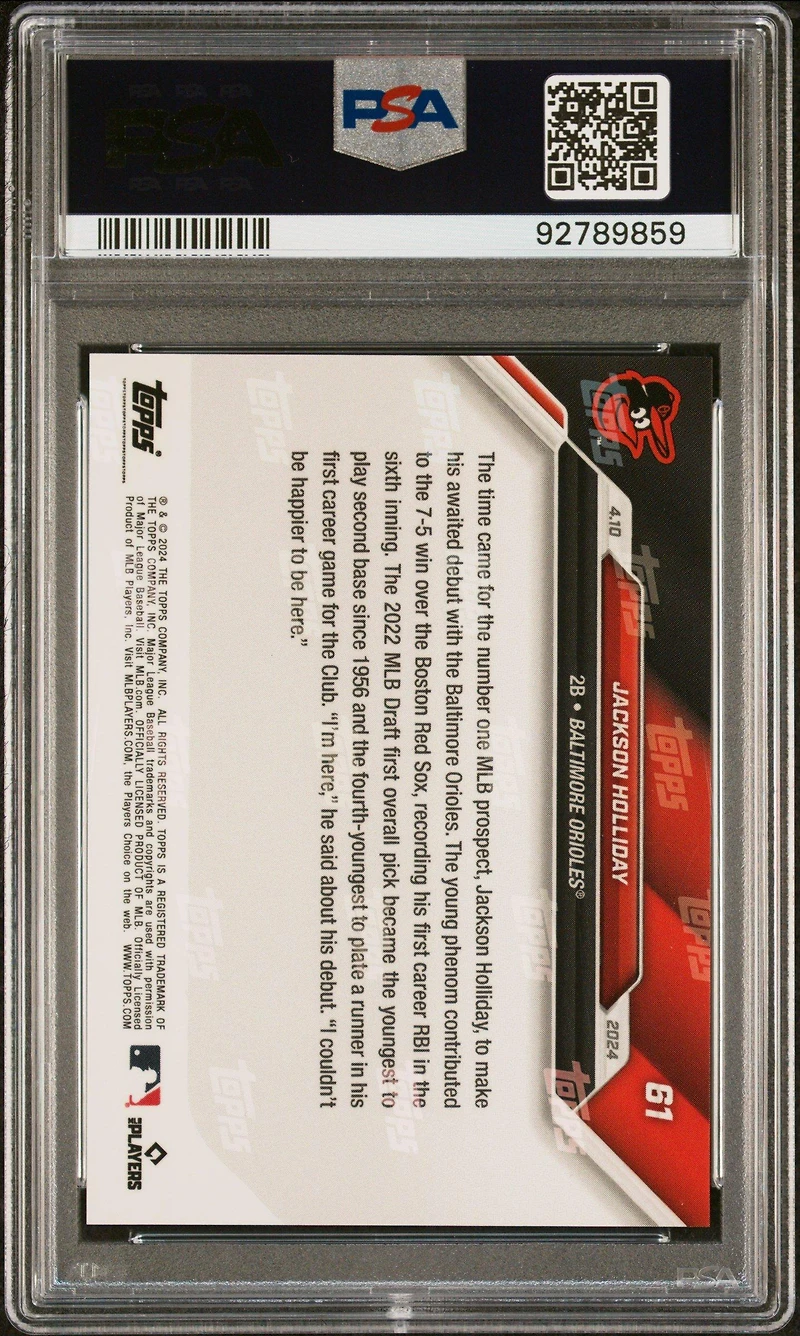 2024 Topps Now 61 Jackson Holliday PSA 10