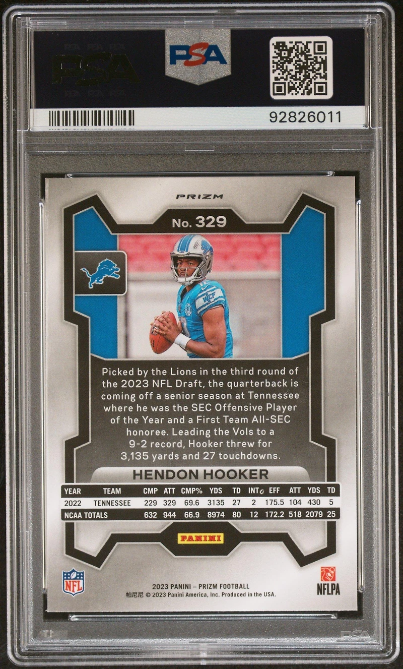 2023 Panini Prizm 329 Hendon Hooker Disco Prizm PSA 10