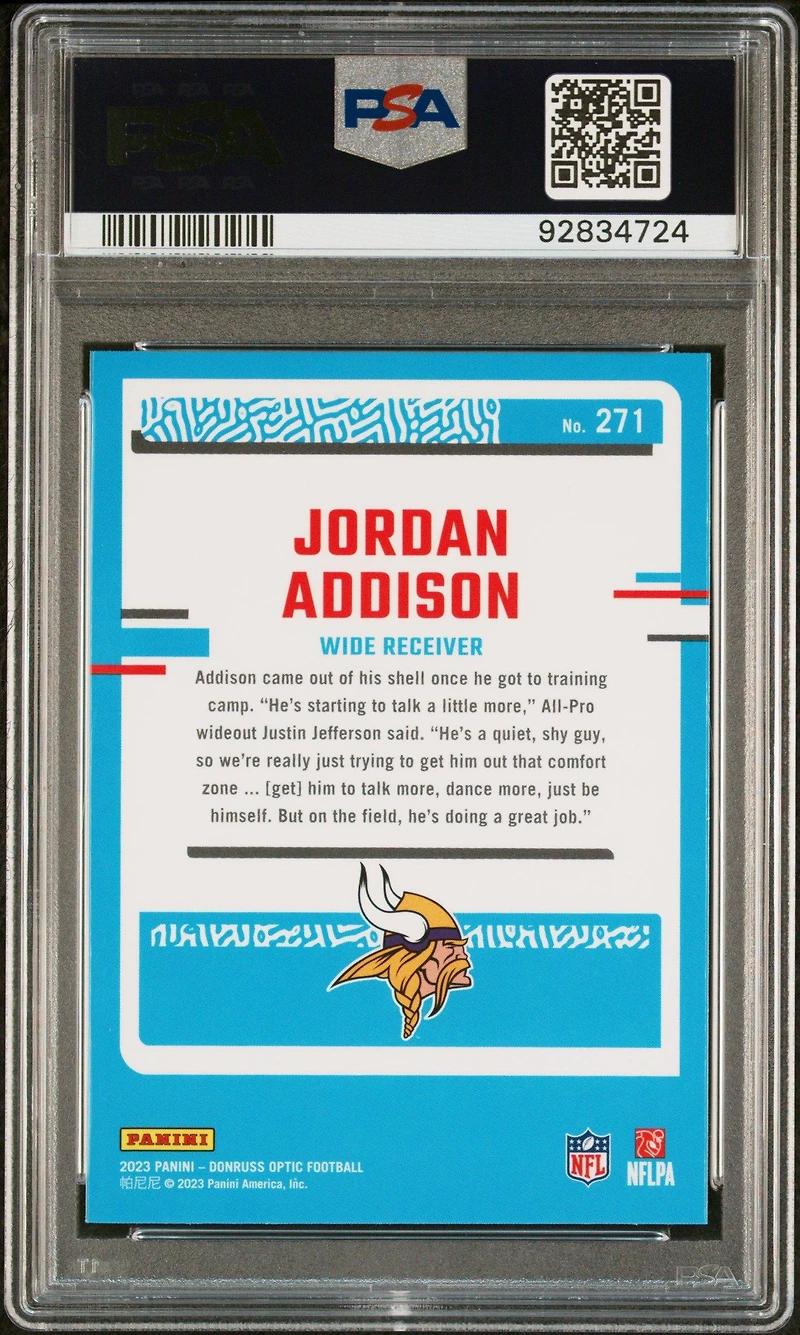 2023 Panini Donruss Optic 271 Jordan Addison PSA 10