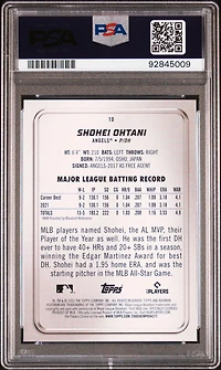 2022 Bowman Platinum 10 Shohei Ohtani Ice Foilboard PSA 10