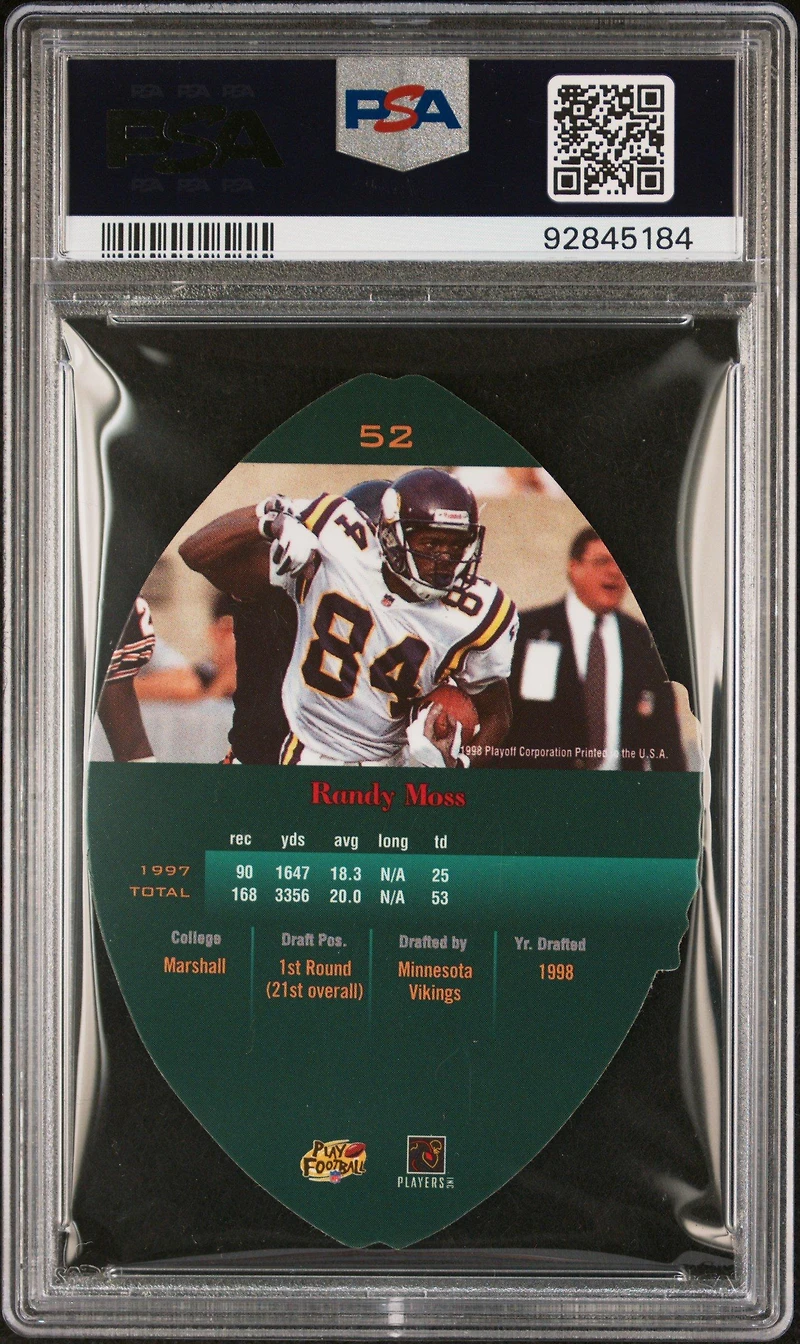 1998 Playoff Contenders Leather 52 Randy Moss Red PSA 9