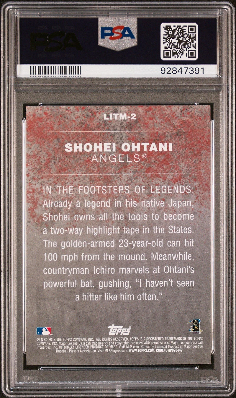 2018 Topps Legends In The Making 2 Shohei Ohtani PSA